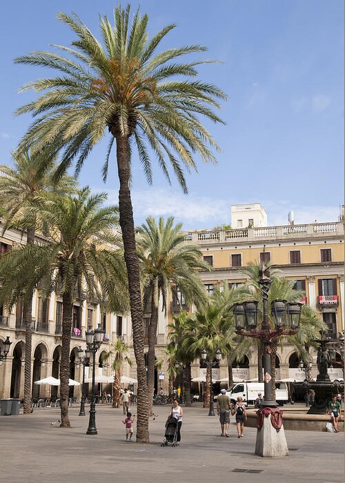 Barcelona Greeting Card featuring the photograph Barcelona Placa Reial by Matthias Hauser