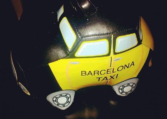 Barcelona Greeting Card featuring the photograph Barcelona Taxi by Laura Whitfield