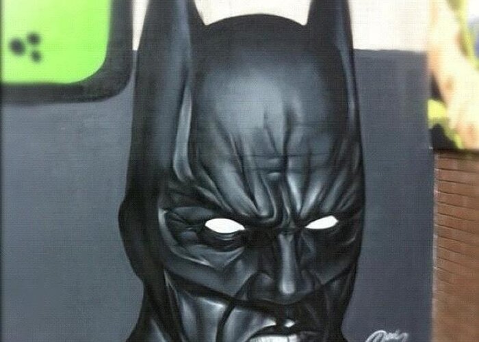 Grafite Greeting Card featuring the photograph #batman By #jodyt During by Nigel Brown