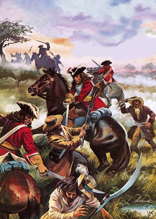 Battle Of Sedgemoor Greeting Card featuring the painting Battle of Sedgemoor by Andrew Howart