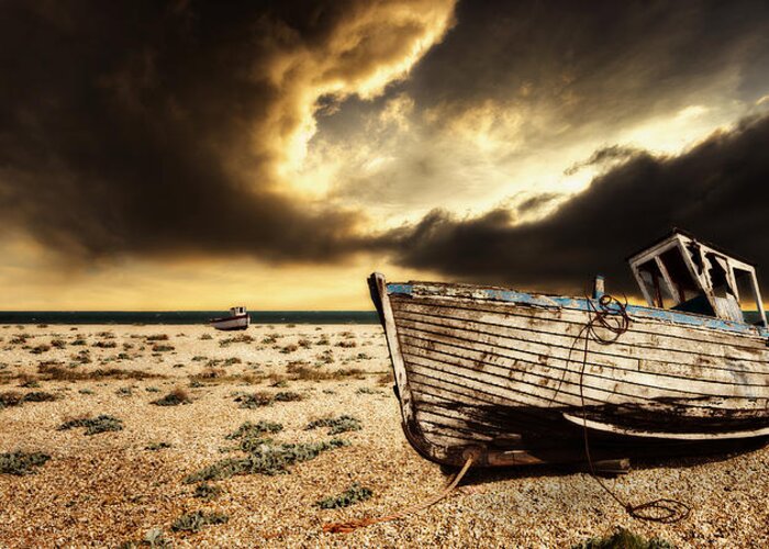 Boat Greeting Card featuring the photograph Beached In Color by Meirion Matthias