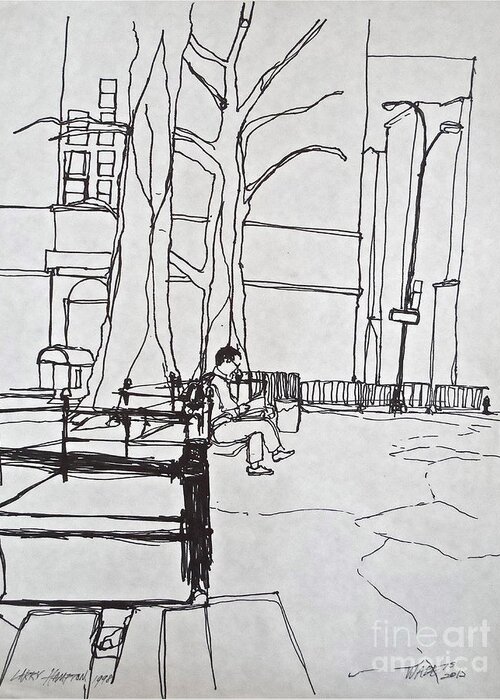 Madison Square Park Greeting Card featuring the drawing Before the Rain by Wade Hampton