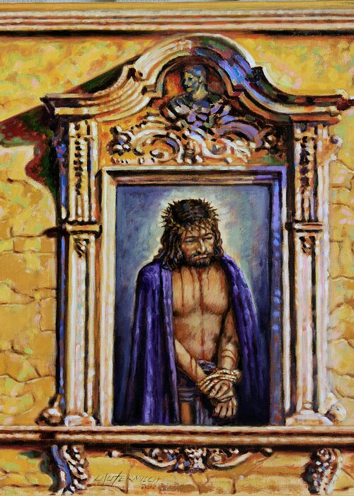 Christ Greeting Card featuring the painting Behold Your King by John Lautermilch