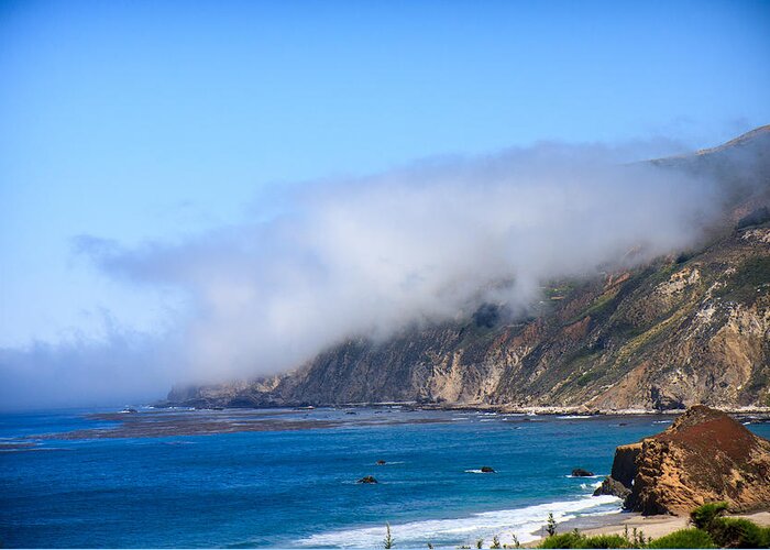Northern California Greeting Card featuring the photograph Big Sur Coastline With Fog by Dina Calvarese