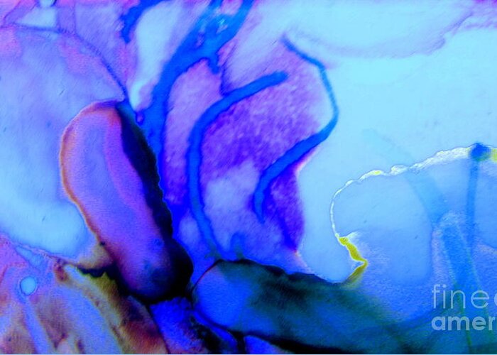 Abstract Greeting Card featuring the mixed media Biology Of Blue by Rory Siegel