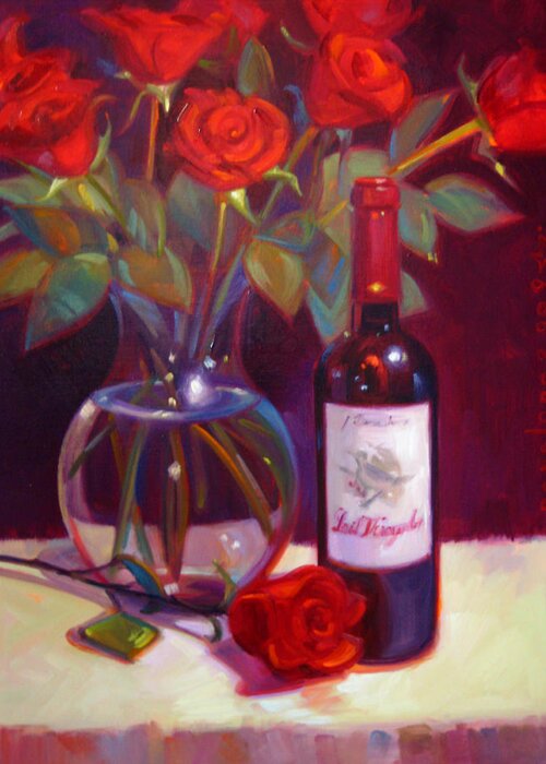 Wine Artist Greeting Card featuring the painting Black Cherry Bouquet by Penelope Moore