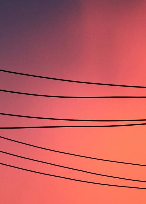 Power Lines Greeting Card featuring the photograph Black Lines and Night Skies by Amy Gallagher