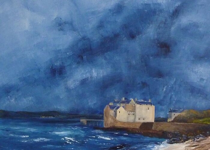 Blackness Greeting Card featuring the painting Blackness Castle by Margaret Denholm