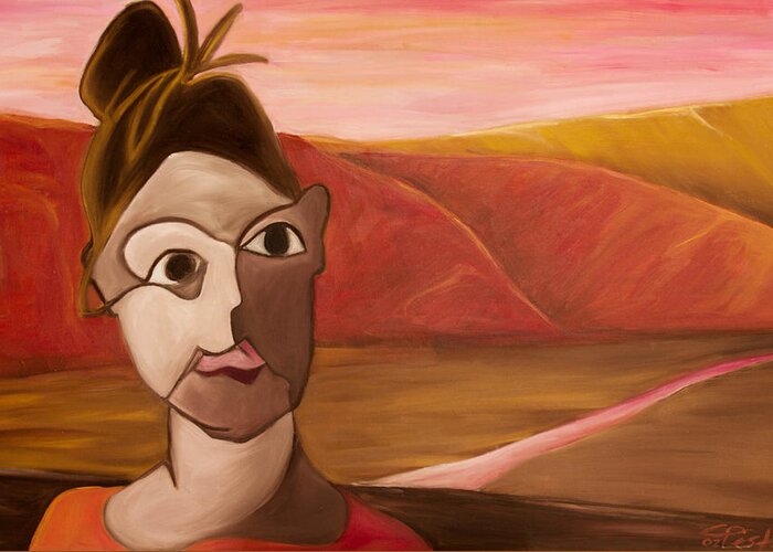 Female Artist Greeting Card featuring the painting Blind Contour Canyon by Claire Wentzel