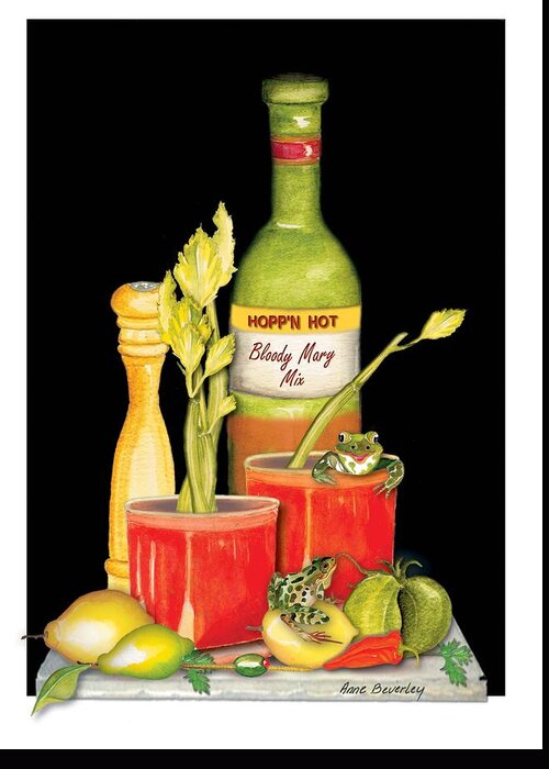 Drinks Greeting Card featuring the painting Bloody Mary by Anne Beverley-Stamps