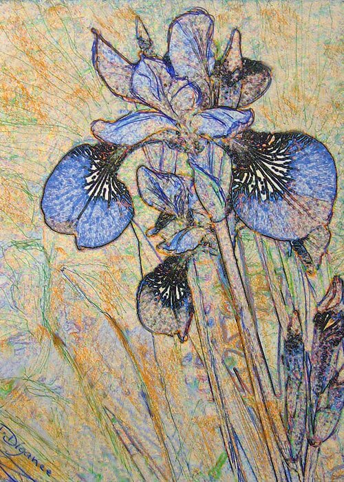 Iris Greeting Card featuring the painting Blue Iris by Richard James Digance