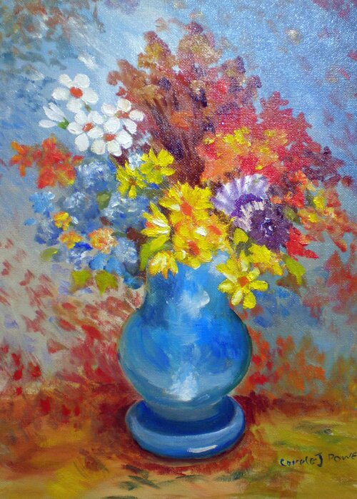 Floral Greeting Card featuring the painting Blue Vase by Carole Powell