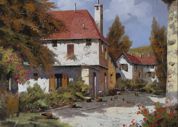 Landscape Greeting Card featuring the painting Borgogna by Guido Borelli