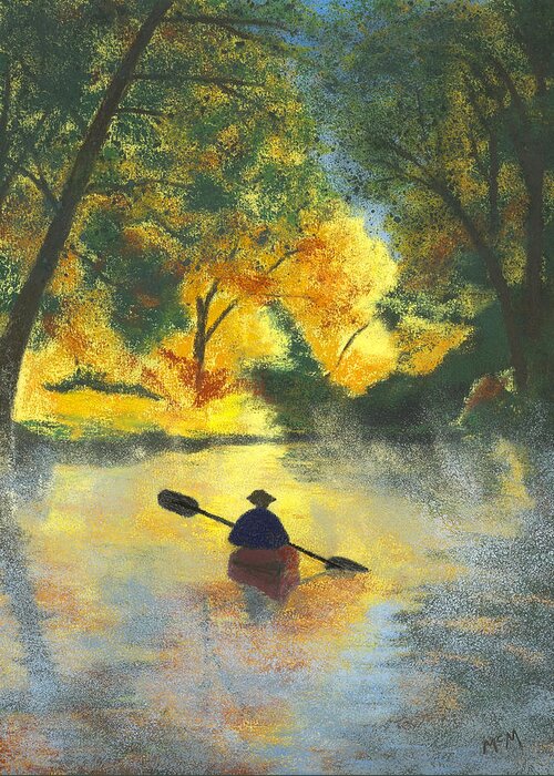Bourbeuse River Greeting Card featuring the painting Bourbeuse River Sunrise by Garry McMichael