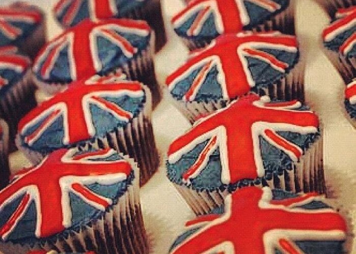 Cupcakes Greeting Card featuring the photograph #british #flag #cupcakes #delicious by Sophie D