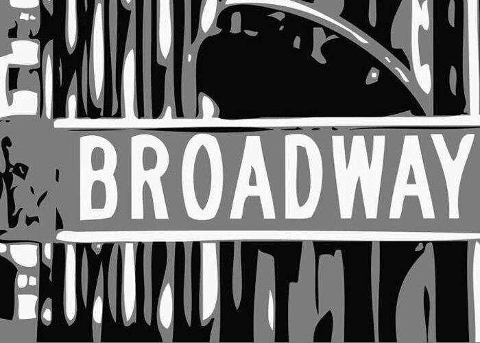 New York Broadway Sign Greeting Card featuring the photograph Broadway Sign Color BW3 by Scott Kelley