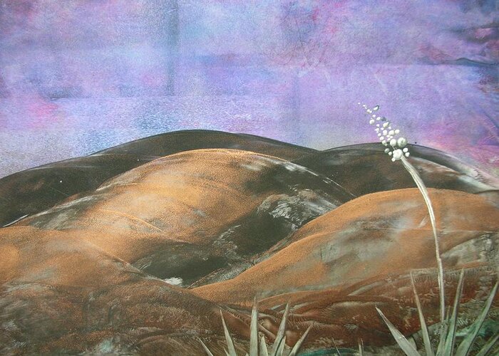  Greeting Card featuring the painting Bronze Mountains by Melinda Etzold
