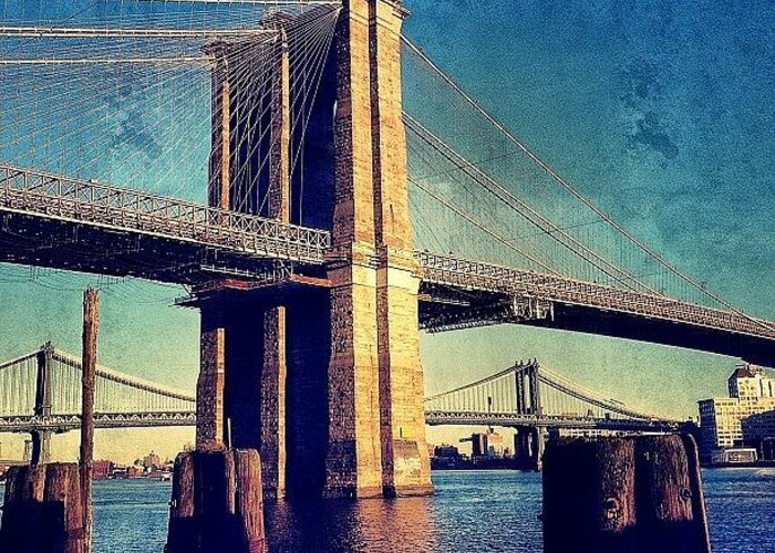 Bridge Greeting Card featuring the photograph Brooklyn Bridge - New York by Joel Lopez