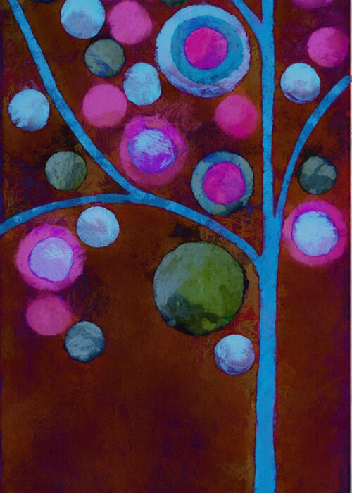 Tree Greeting Card featuring the painting Bubble Tree - w02d - Left by Variance Collections