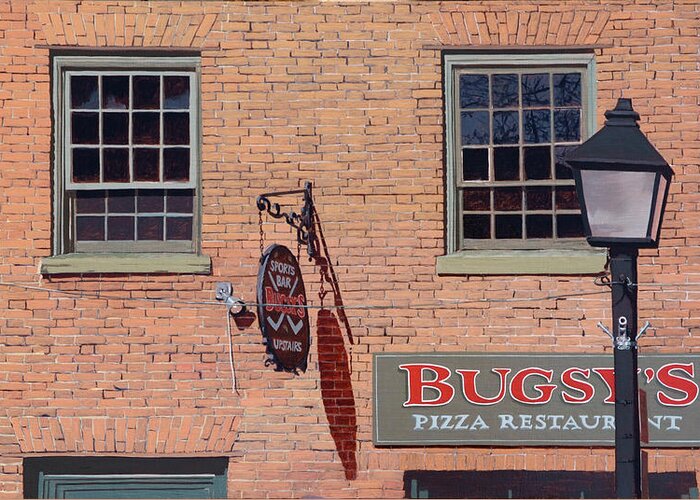 Urban Landscape Greeting Card featuring the painting Bugsy's by Craig Morris