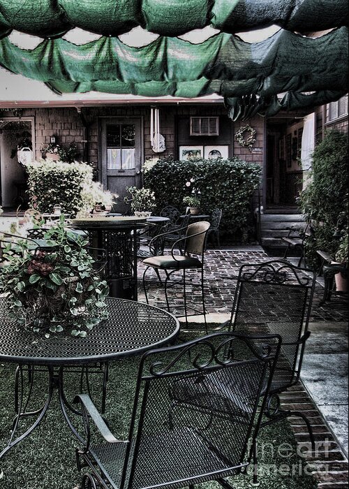 Cafe Greeting Card featuring the photograph Cafe Courtyard by Joanne Coyle