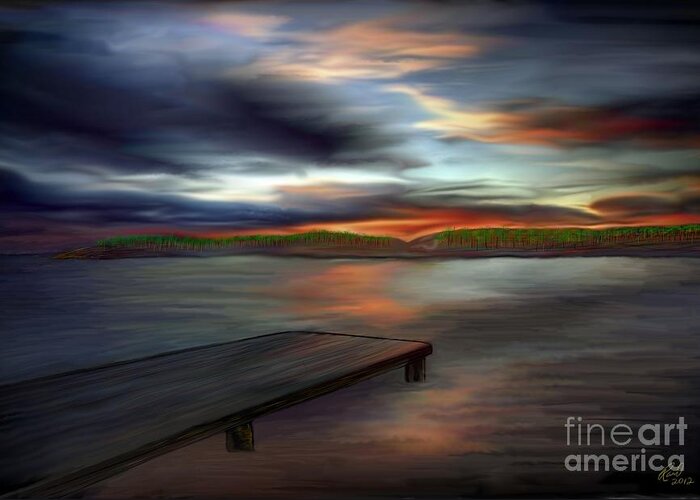 Dock Greeting Card featuring the painting California Sky by Rand Herron
