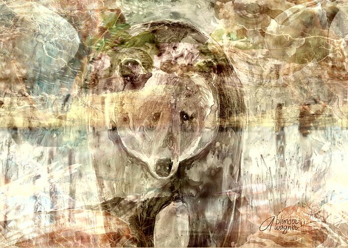 Bear Greeting Card featuring the digital art Camouflaged Bear by Arline Wagner