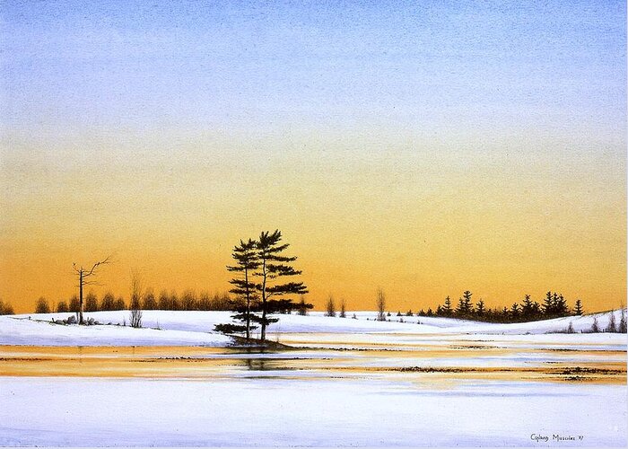 Landscape Greeting Card featuring the painting Canadian Sunset by Conrad Mieschke