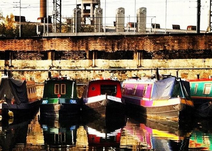  Greeting Card featuring the photograph Canal Boats- St. Pancras Locks by Ellie Patterson