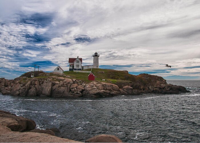 Atlantic Ocean Greeting Card featuring the photograph Cape Neddick Light Station by Guy Whiteley