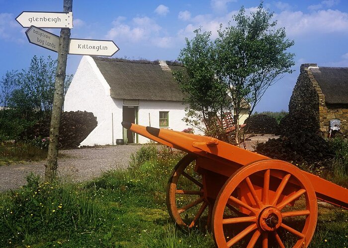 Board Greeting Card featuring the photograph Cart On The Roadside Of A Village, The by The Irish Image Collection 