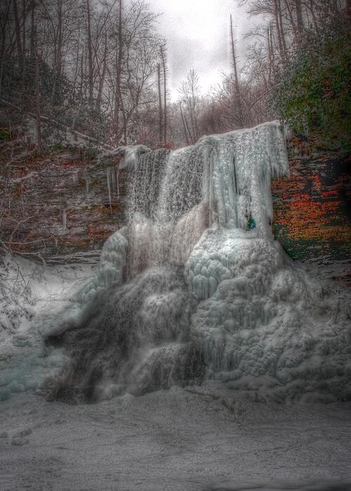 Water Greeting Card featuring the photograph Cascades in Winter 3 by Dan Stone