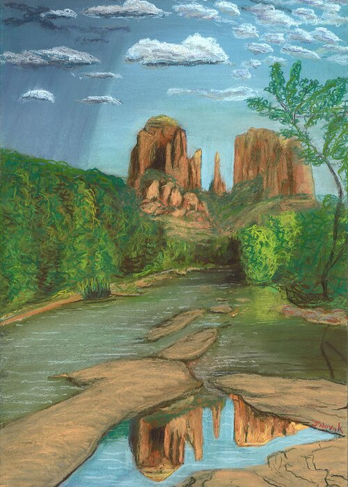 Cathedral Rock Greeting Card featuring the painting Cathedral Rock Sedona by Jackie Novak