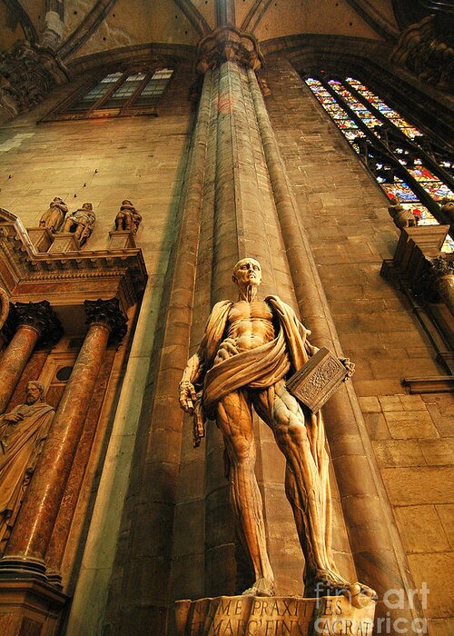 Cathedral Greeting Card featuring the photograph Cathedral statue Milan Italy by Mike Nellums