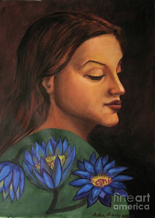 Celestial Beauty Greeting Card featuring the painting Celestial by Asha Sudhaker Shenoy