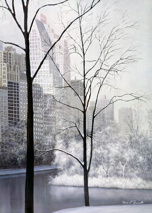 Central Park Greeting Card featuring the painting Central Park Vertical by Diane Romanello