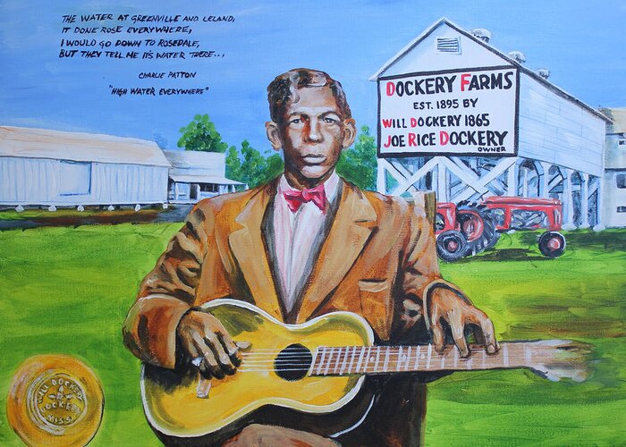 Charlie Patton Greeting Card featuring the painting Charlie Patton by Karl Wagner