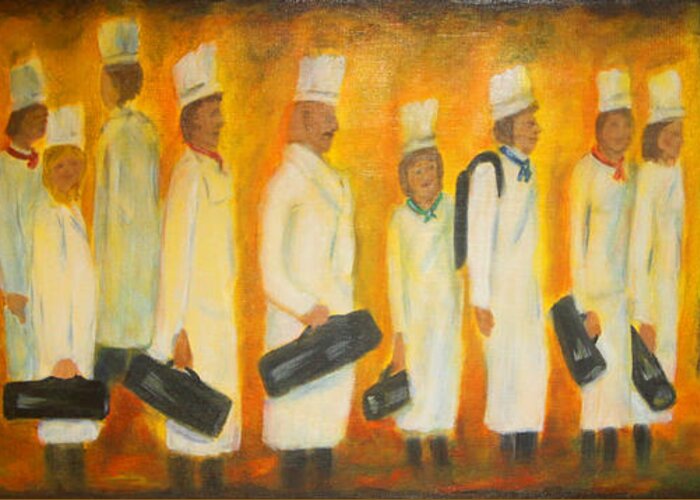 Chef Greeting Card featuring the painting Chef School by Diana Haronis