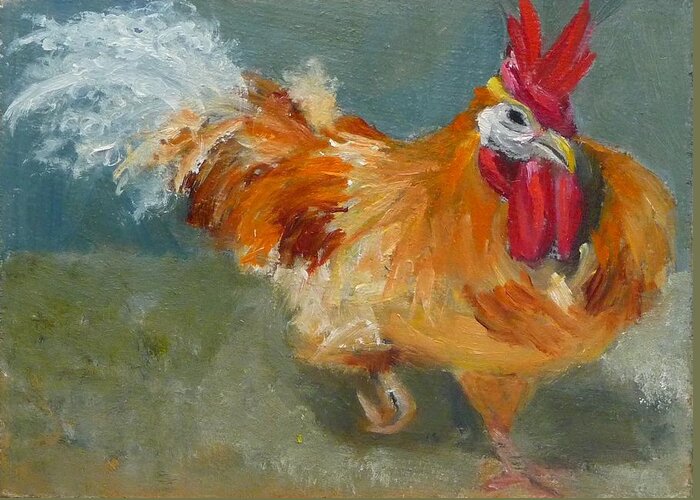Running Chicken Greeting Card featuring the painting Chicken on the Run by Jessmyne Stephenson