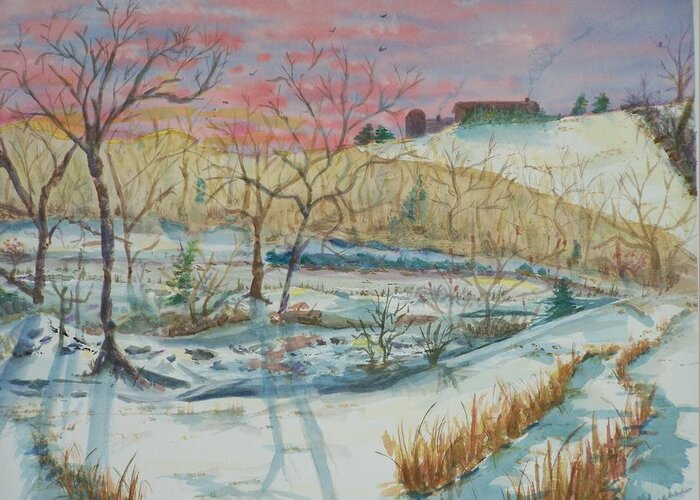 Early Morning Greeting Card featuring the painting Chilly Morning by Barbara McGeachen