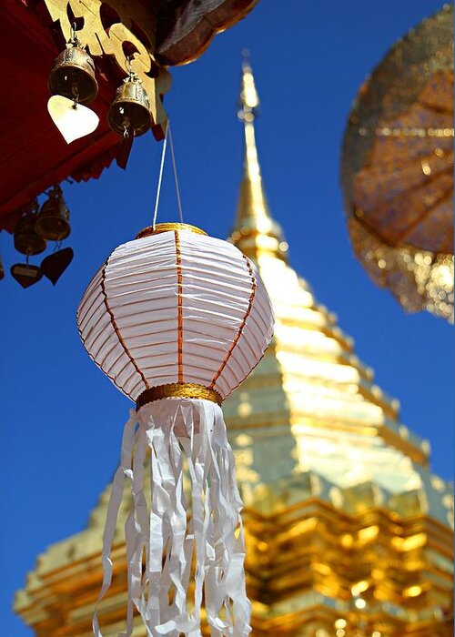 Metro Greeting Card featuring the photograph Chinese Lantern at Wat Phrathat Doi Suthep by Metro DC Photography