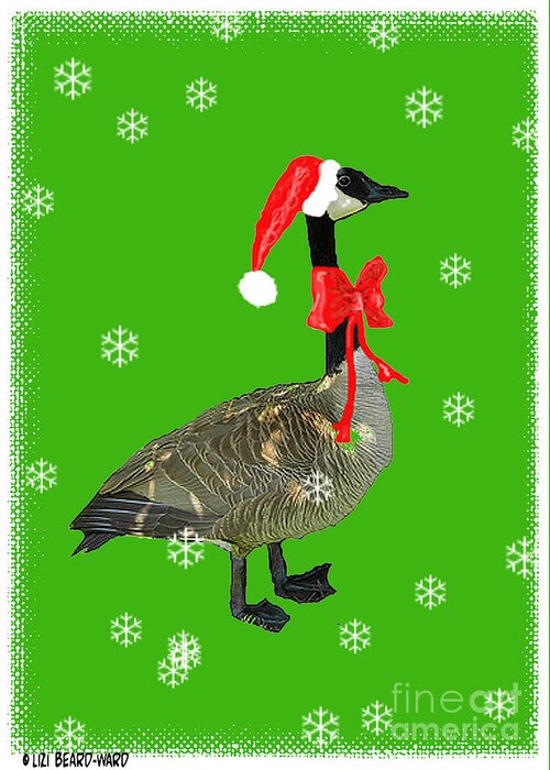 Christmas Greeting Card featuring the digital art Christmas Goose by Lizi Beard-Ward