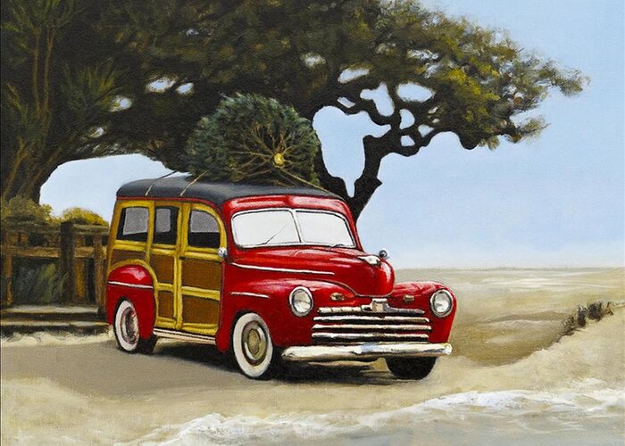 Woody Car Greeting Card featuring the painting Christmas Woody by Joyce Snyder
