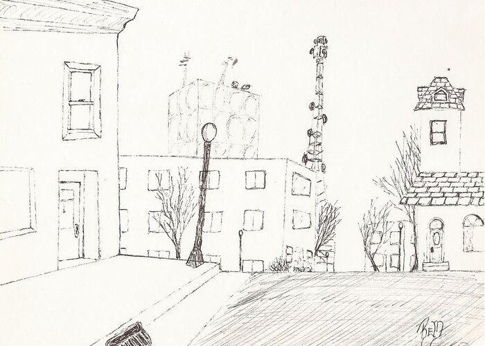 City Street Sketch Drawing By Robert Meszaros