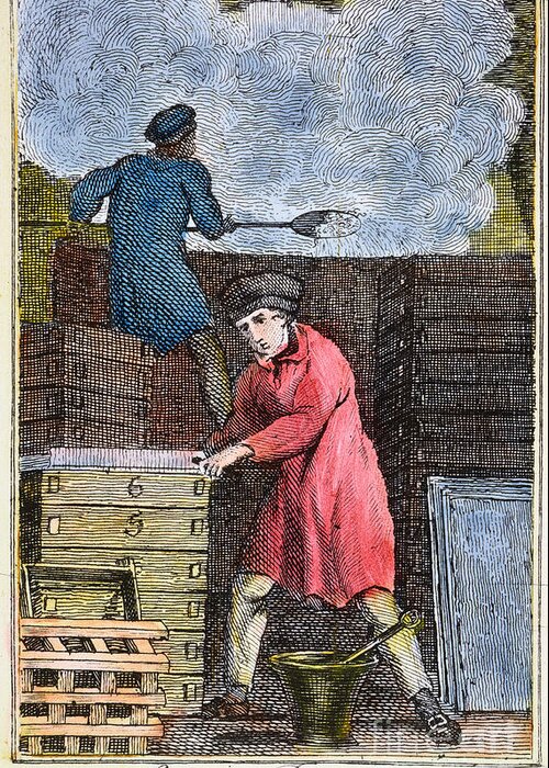 18th Century Greeting Card featuring the photograph COLONIAL SOAPMAKER, 18th C by Granger