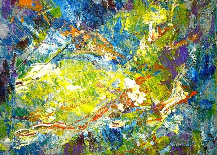 Abstract Greeting Card featuring the painting Color Explosion No. Seventy One by Gretchen Ten Eyck Hunt