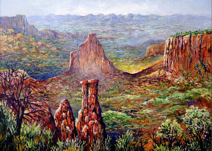 Colorado Greeting Card featuring the painting Colorado National Monument by Lou Ann Bagnall