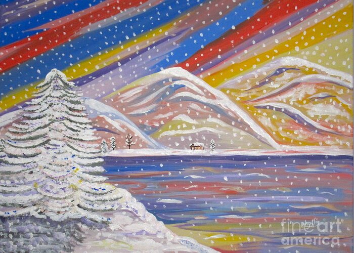 Lots Of Snow Greeting Card featuring the painting Colorful Snow by Phyllis Kaltenbach