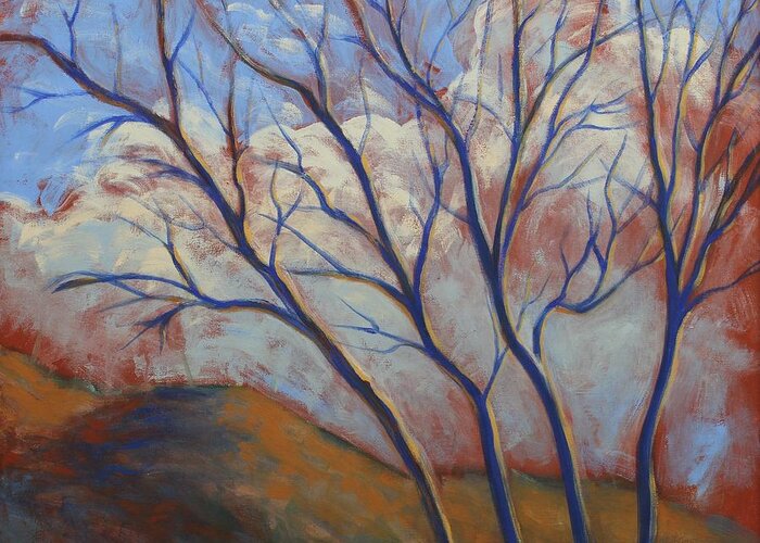 Trees Greeting Card featuring the painting Cool Breeze on a Warm Day by Peggy Wrobleski