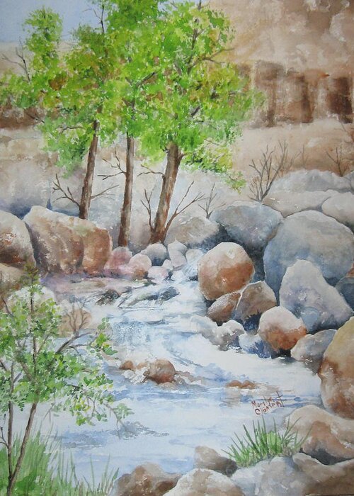 Stream Greeting Card featuring the painting Cooling Stream II by Marilyn Clement